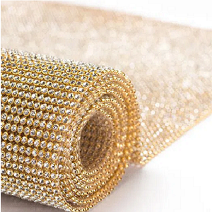 Manta De Strass Para Artesanato Dourada/prata 1,20m X 45cm